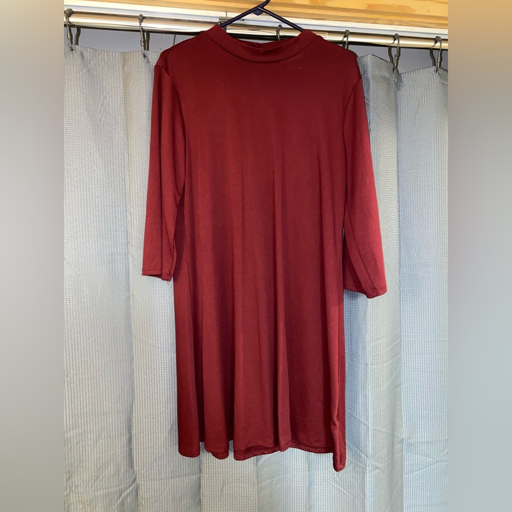 Deep Red 3/4 Sleeve Dress